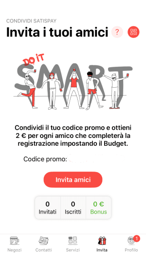 Invio pagamento tramite Satispay