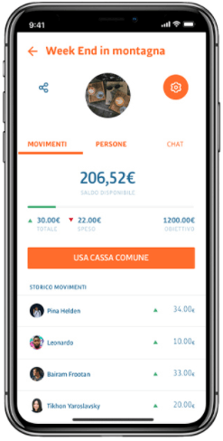 Wallet condivisi app Tinaba