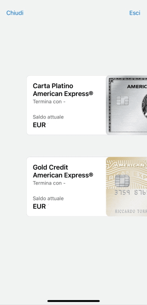 Riepilogo carte American Express
