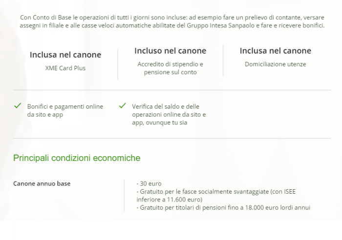 Conto base Intesa Sanpaolo