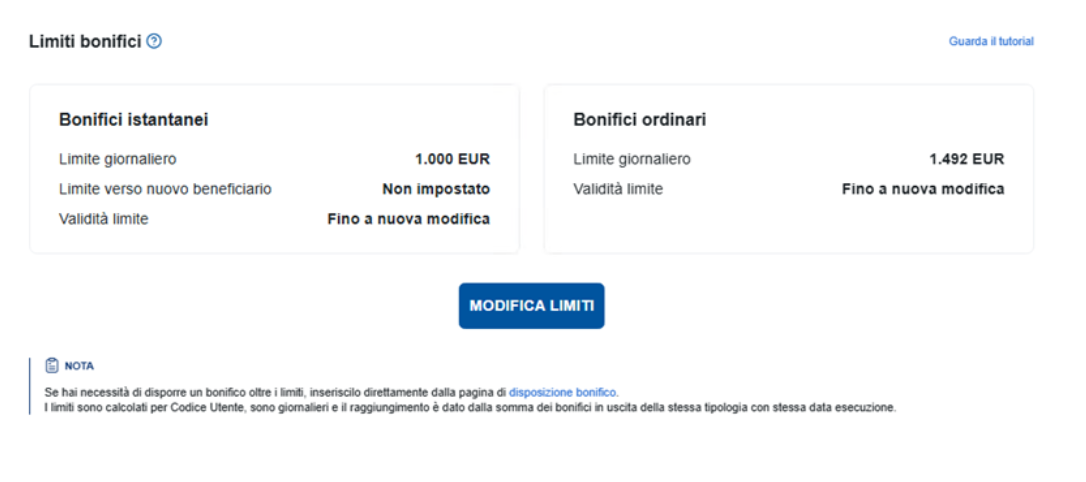 Limiti bonifico istantaneo Fineco sito