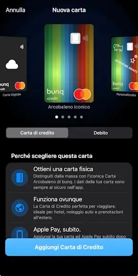 Ottieni carte bunq