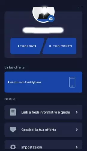 Area personale app Buddybank