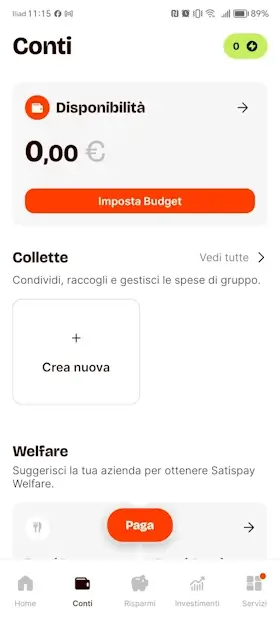 impostazione budget satispay